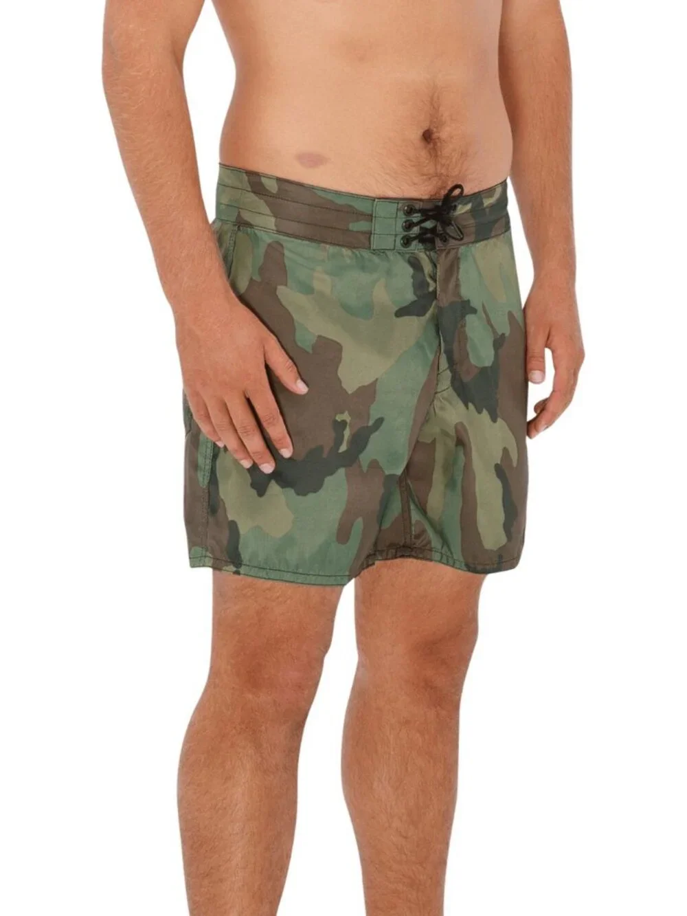 Birdwell Men's Camo Swim Board Shorts in Green and Brown